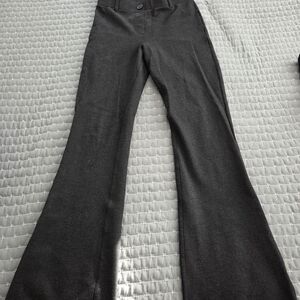 Betabrand Stretch Flare Grey Pants Size XS Fake Bacl Pockets